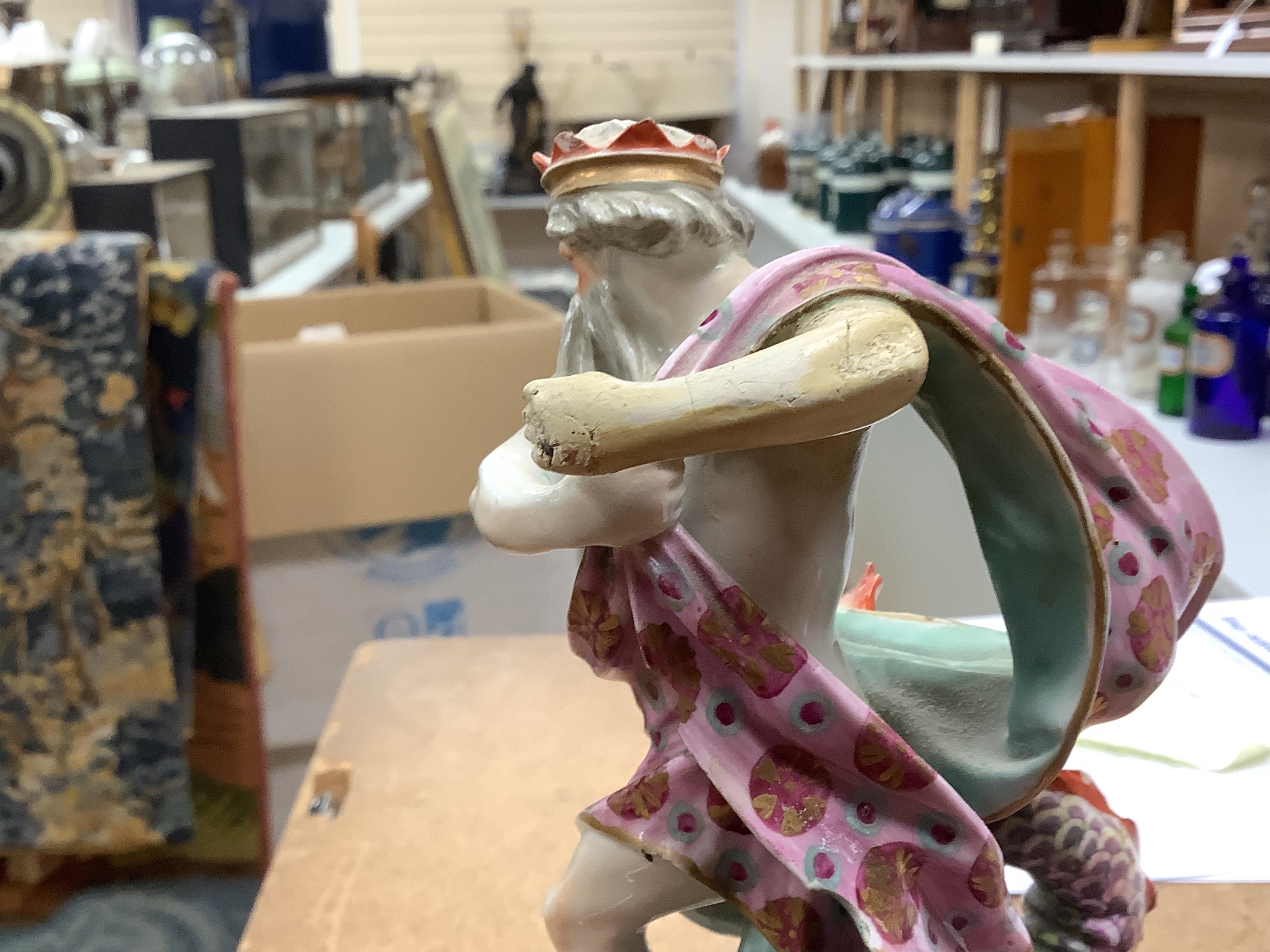 A late 18th century Derby figure of Neptune, 23cm